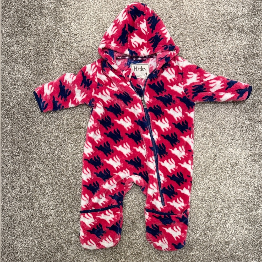 Hatley Fleece Red and Navy Kids Footie